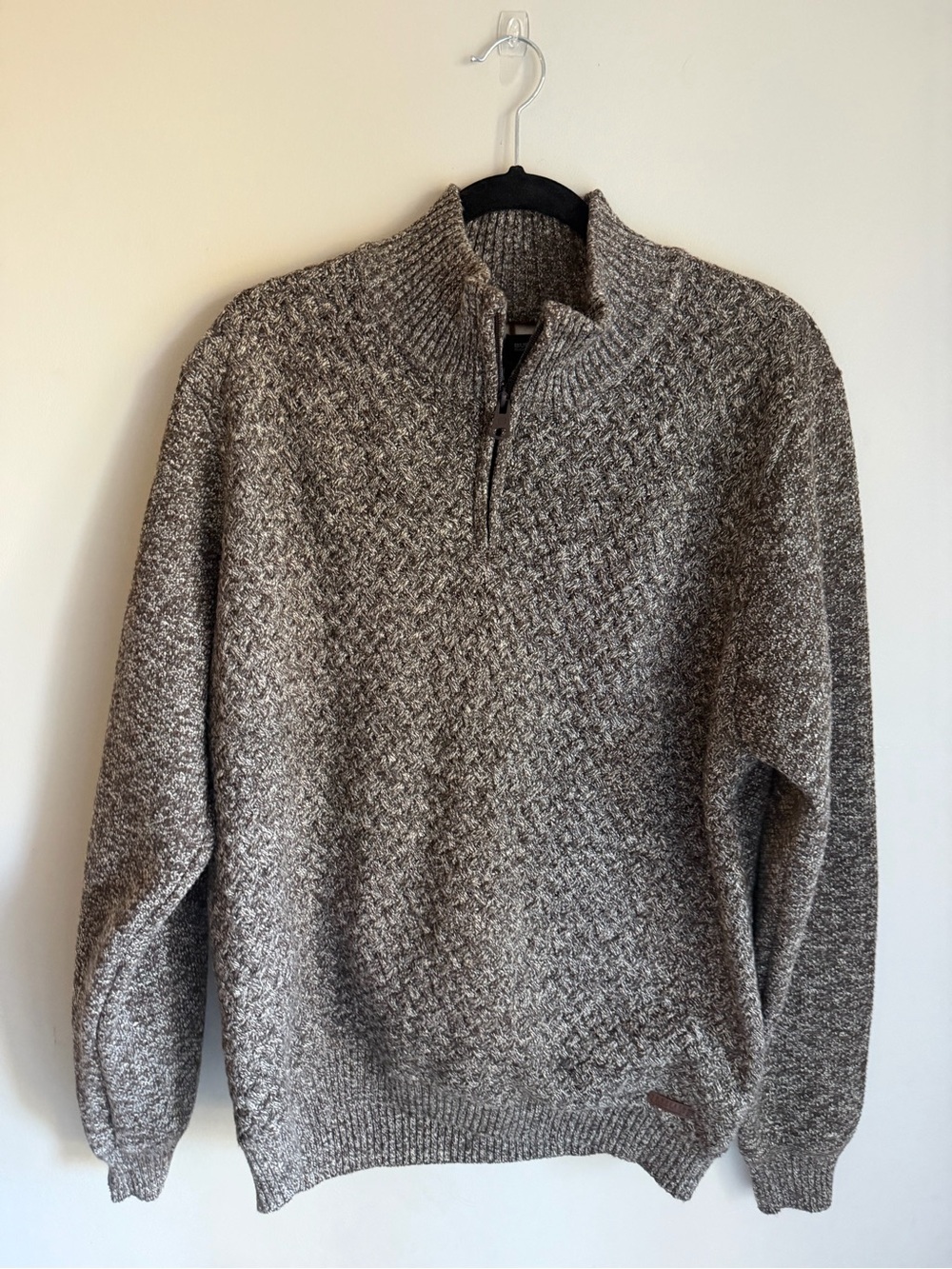 Buffalo David Bitton Men’s Half-Zip Sweater in Heathered Taupe